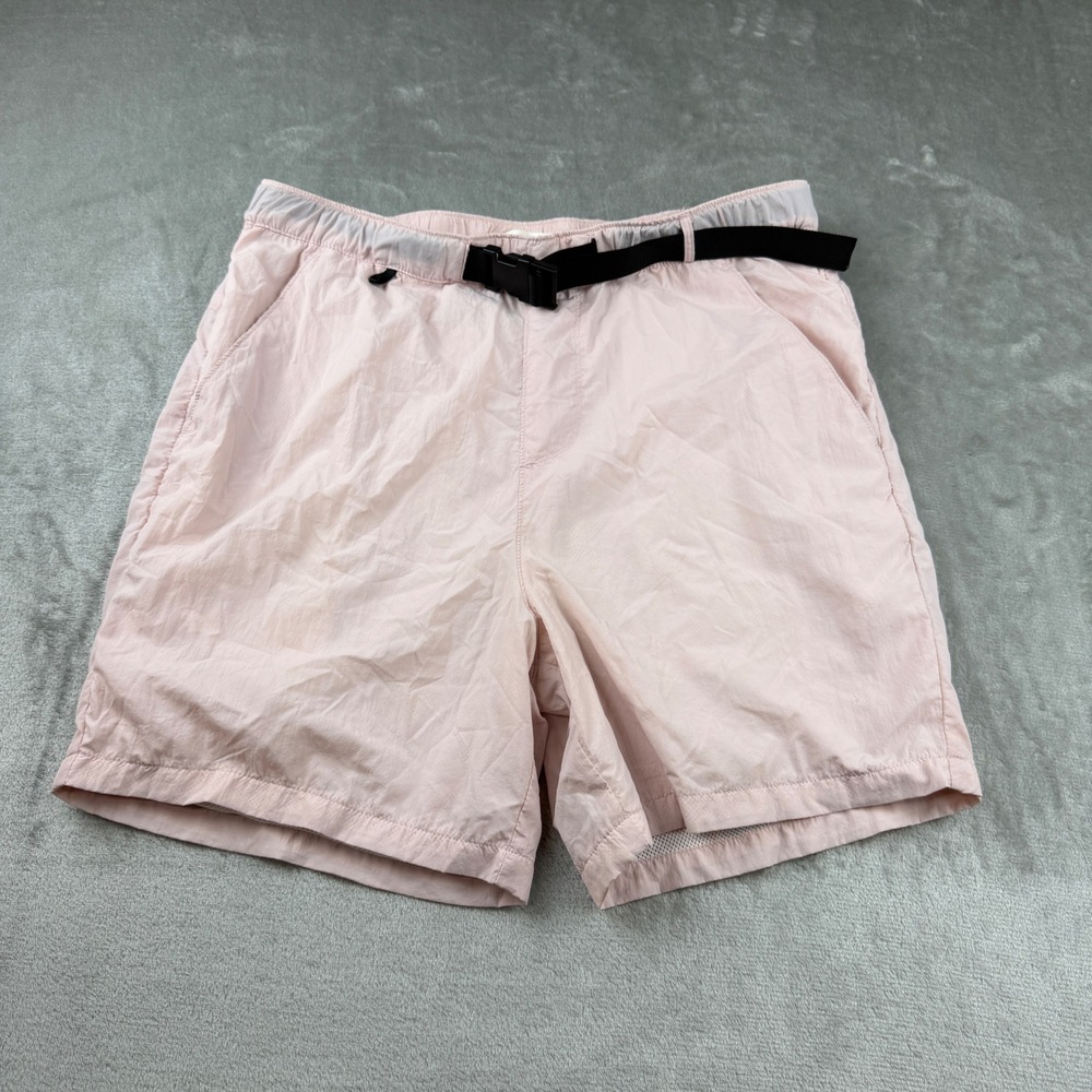 PacSun Volley Shorts Men's Medium Pink Nylon Mesh Lined Belted Swim Trunks